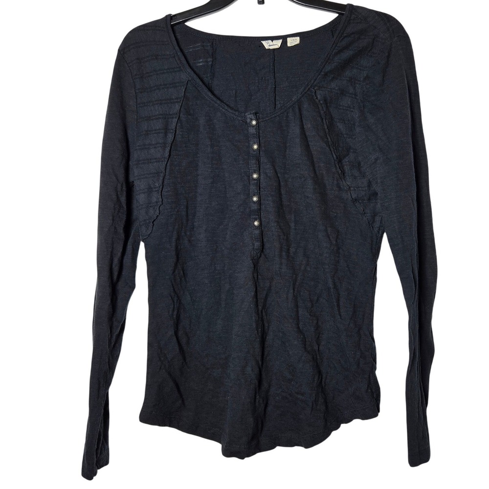 Roxy Womens Black Long Sleeve Henley Top Large Bella‎ Swan Elena Gilbert Grunge